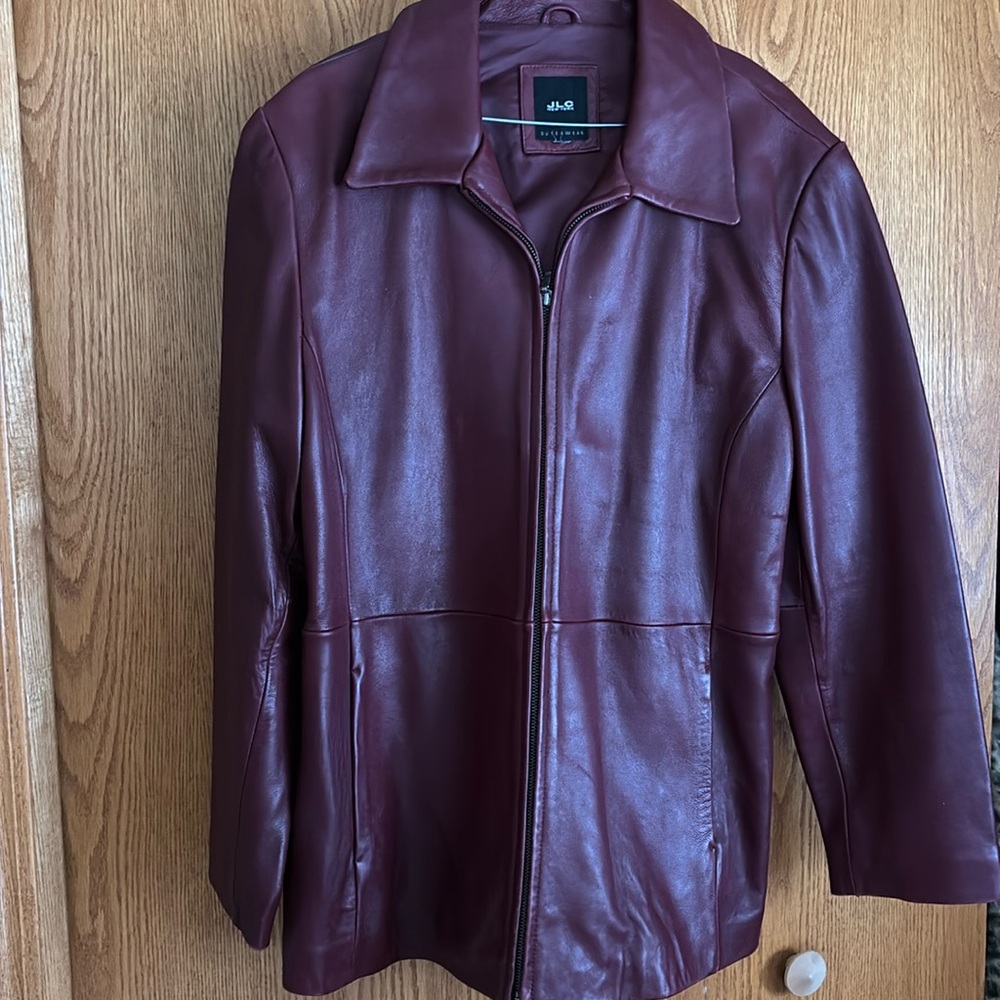 Dark red leather coat-like new